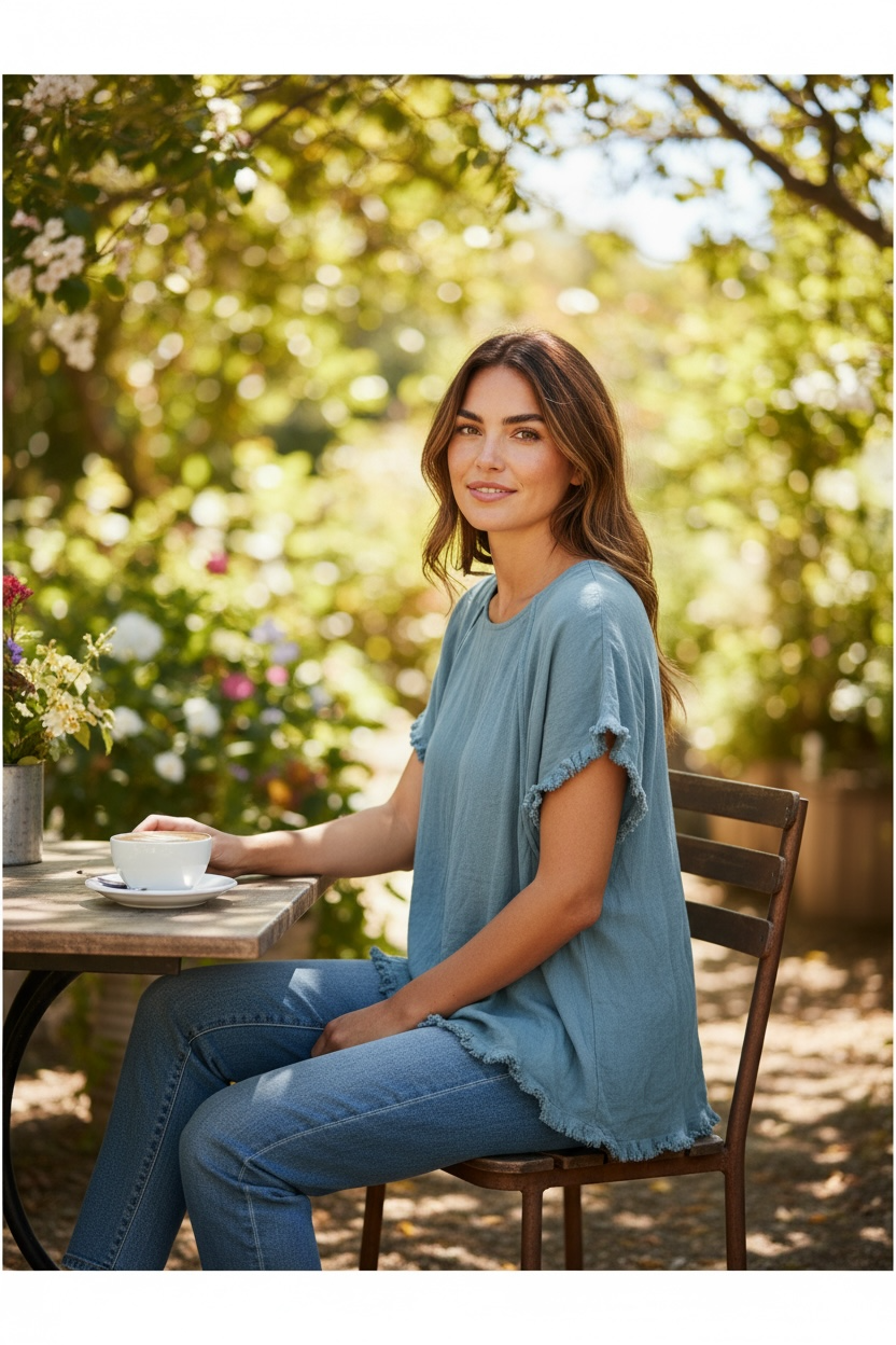 Frayed hem tunic, jade tunic Umgee reloved clothing