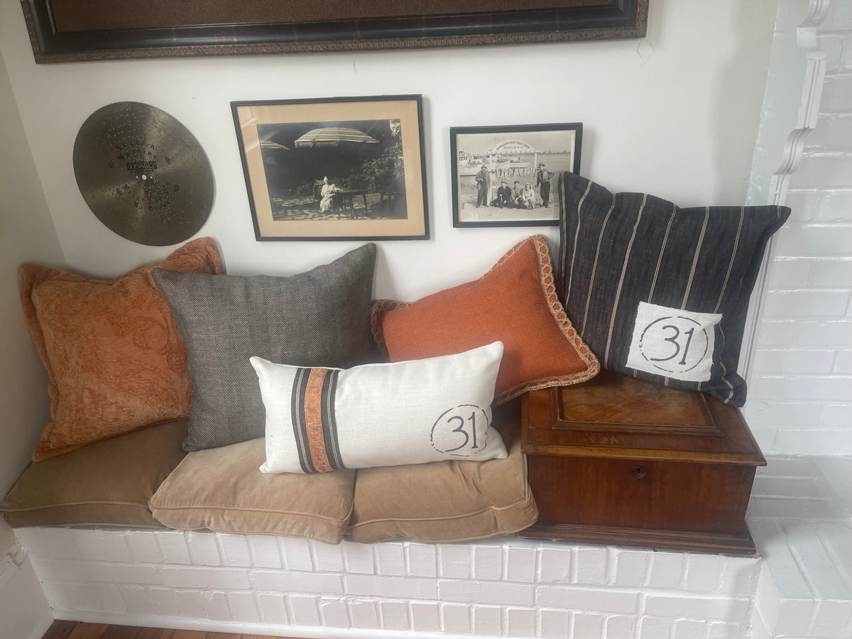 Pepper stripe ticking pillow, canvas stripe pillow