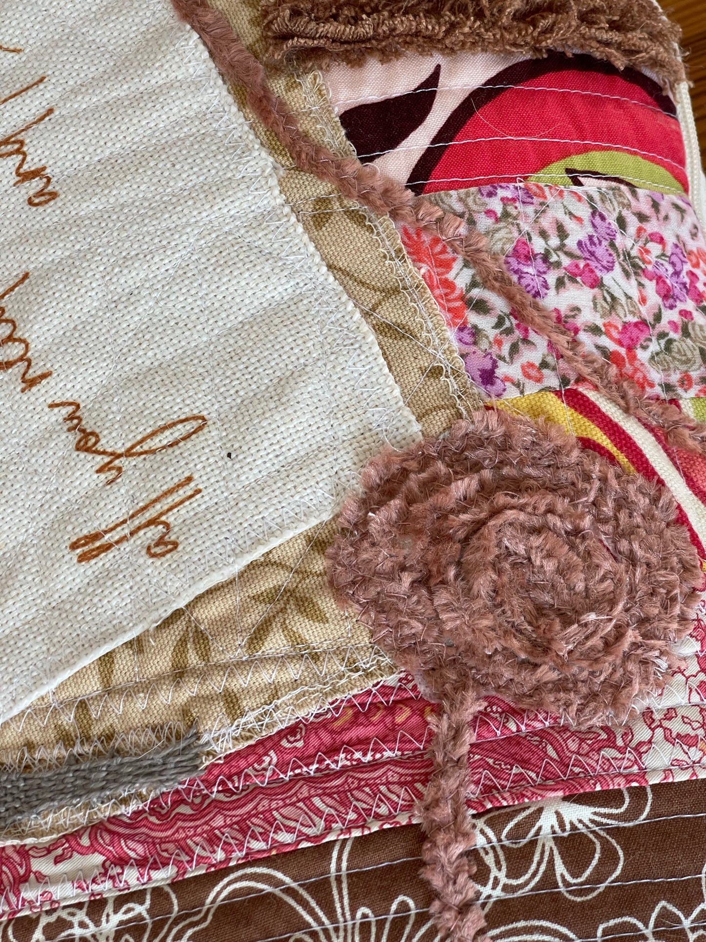 Valentine pillow, love and tacos pillow, handmade upcycled pink quilted pillow