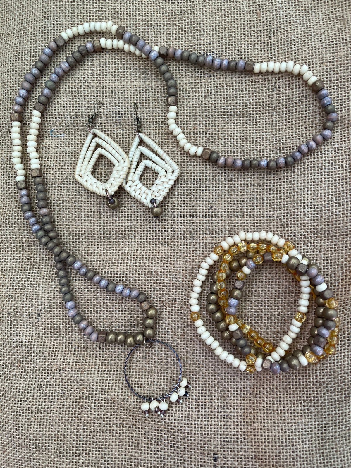 Rattan woven earrings