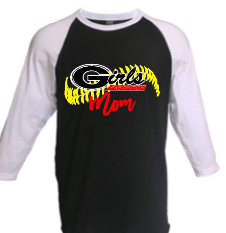 softball Mom raglan t, GA Girls softball