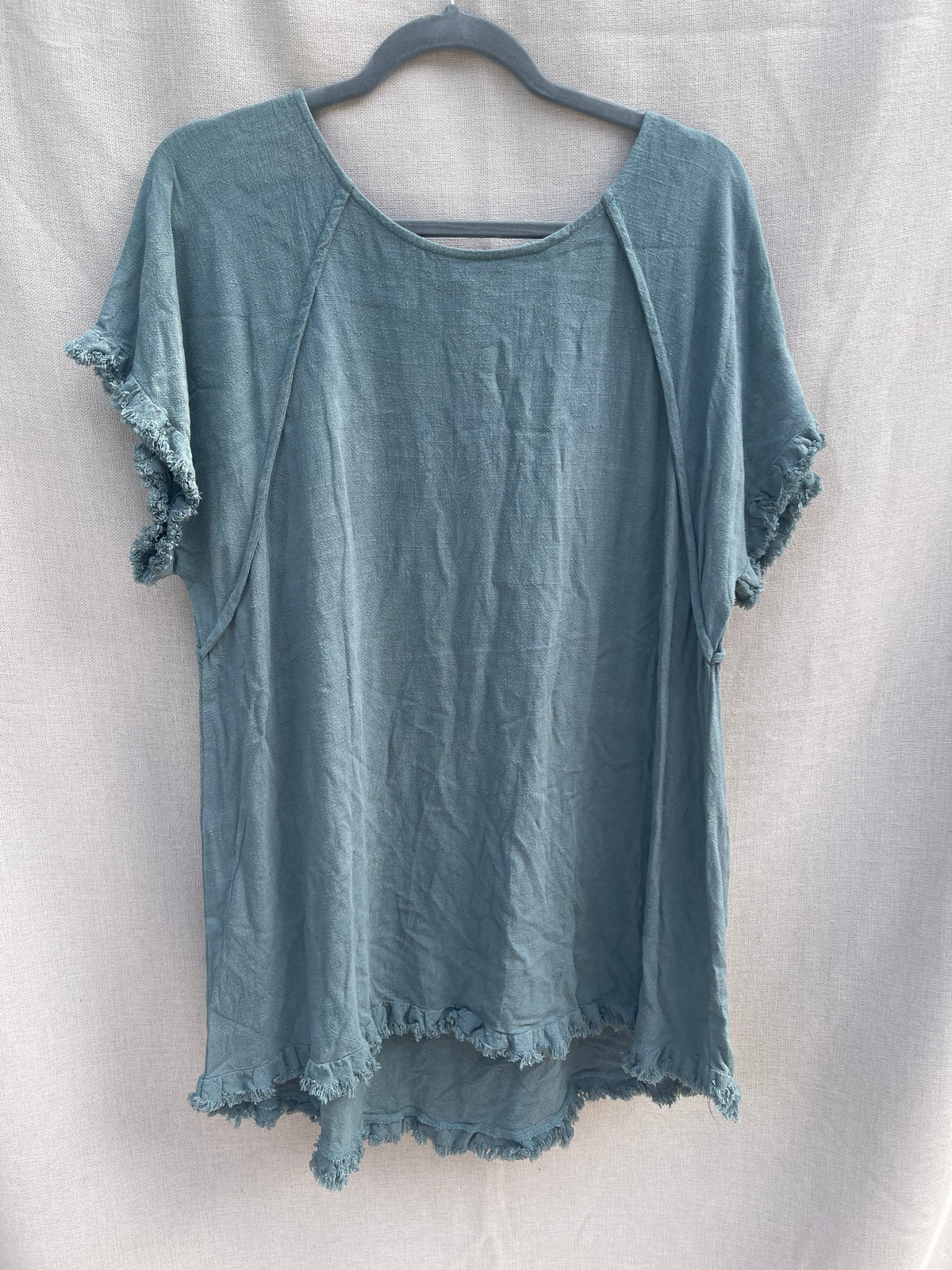 Frayed hem tunic, jade tunic Umgee reloved clothing