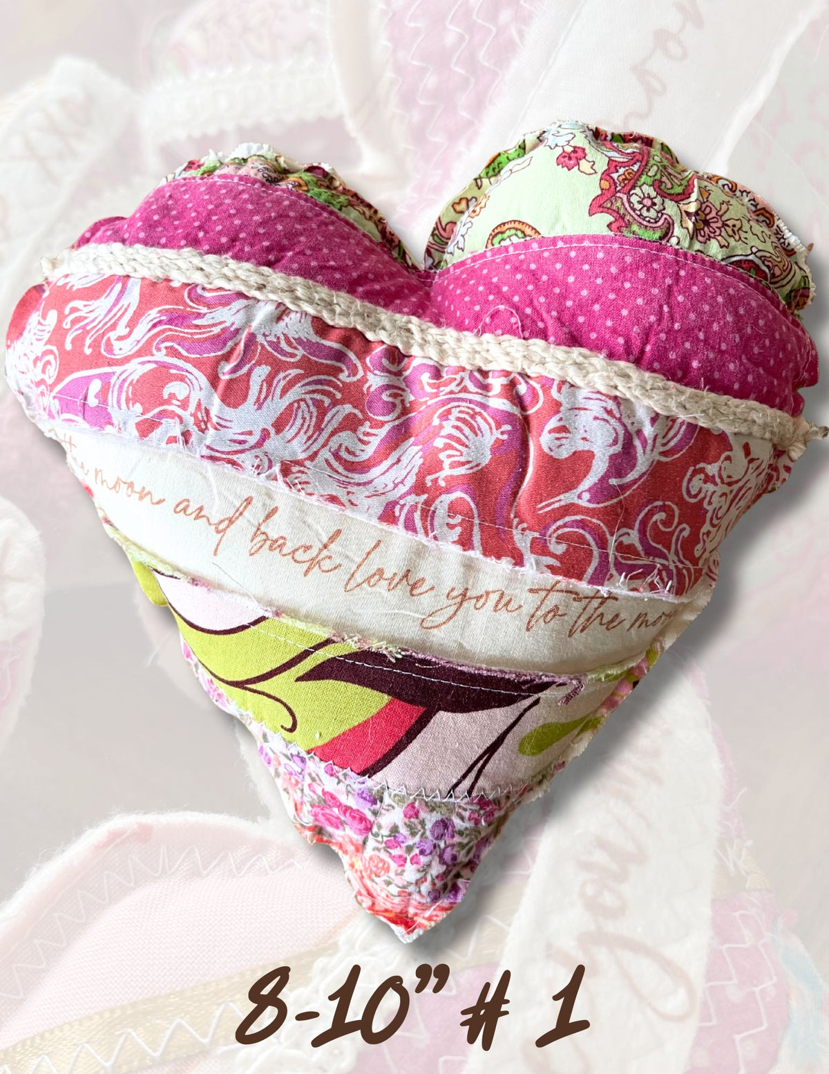 Valentine heart pillow, upcycled pillow