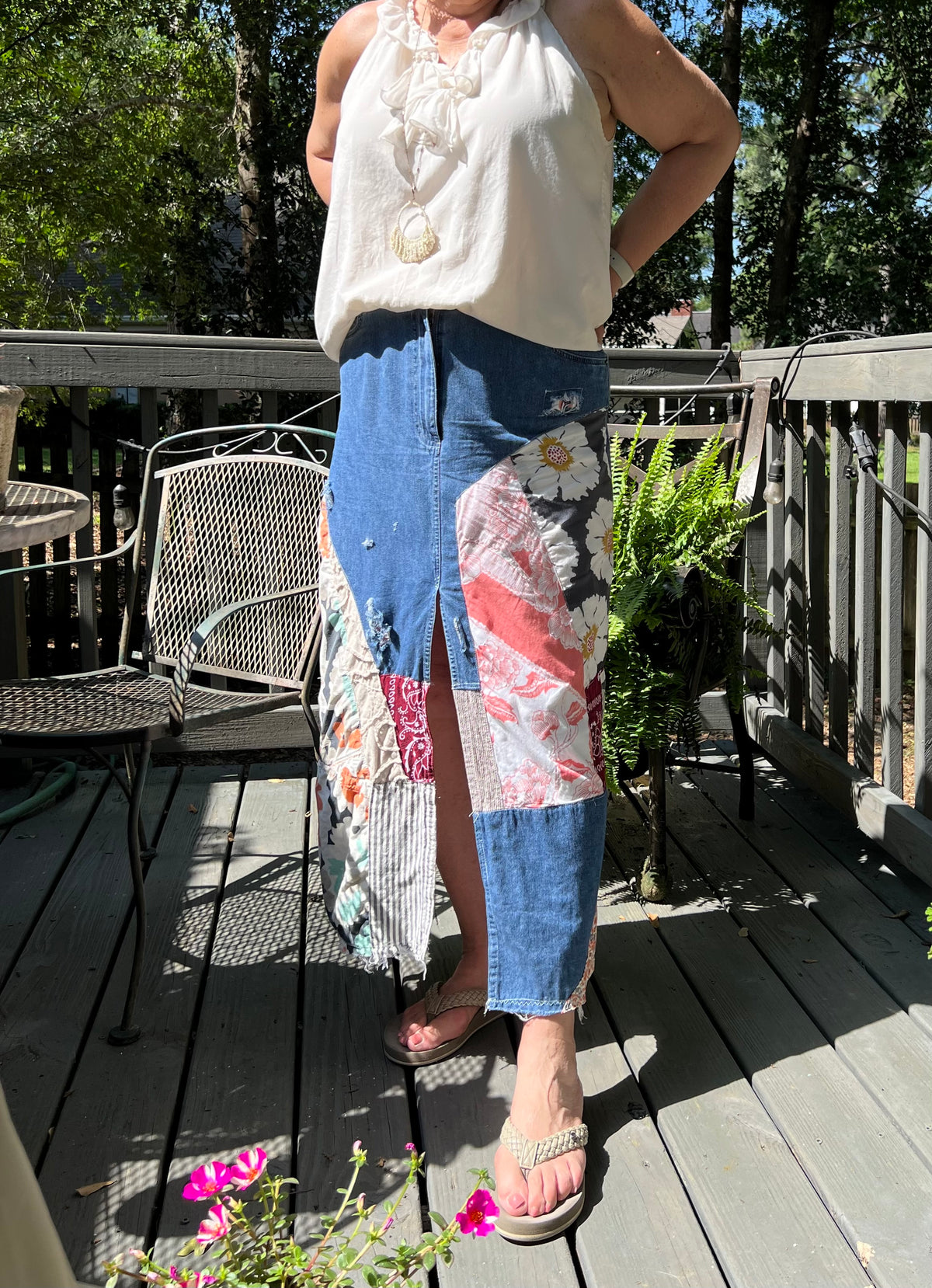 Deconstructed Jean skirt, patchwork Jean skirt, upcycled clothing
