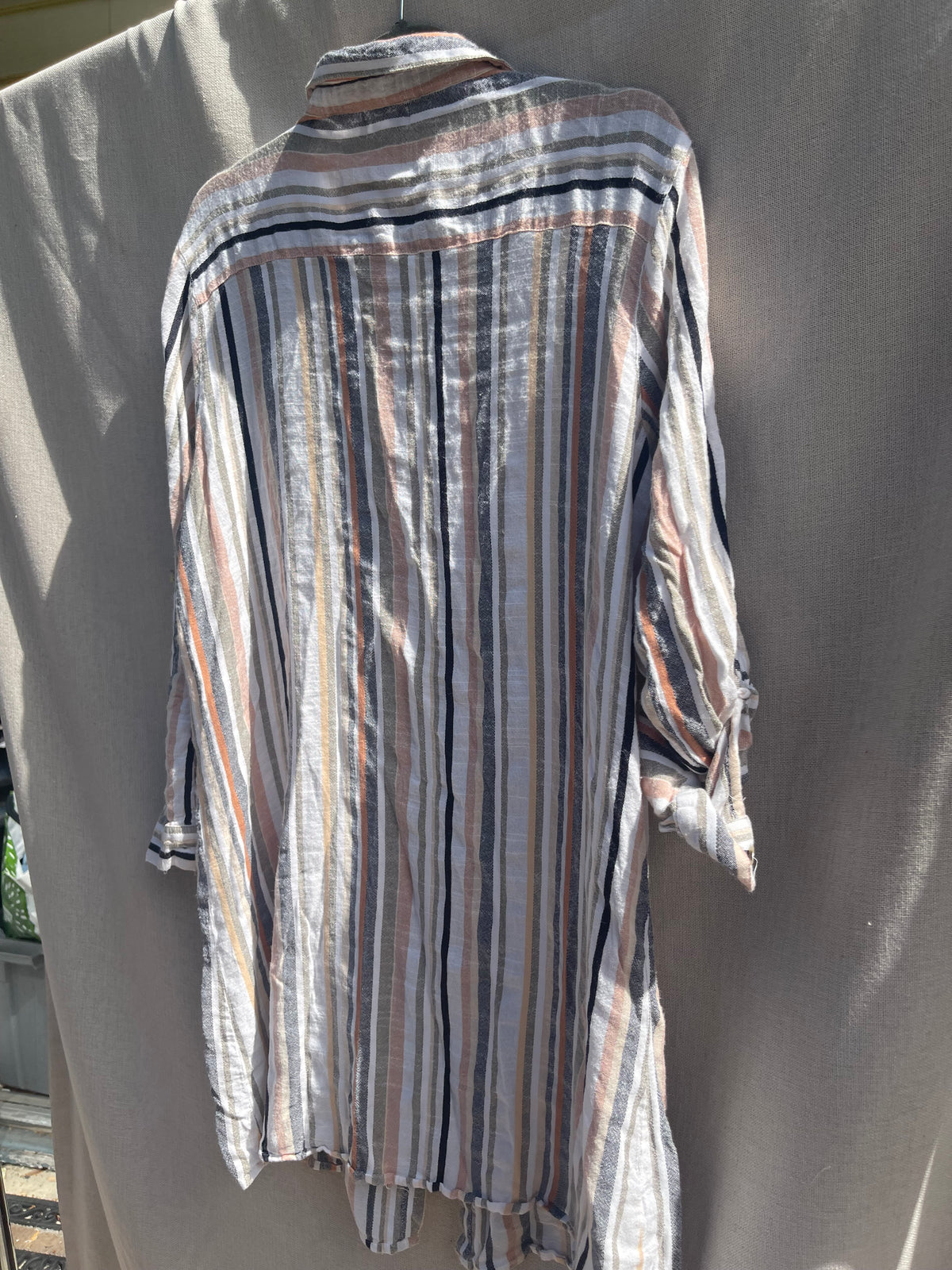 Lab coat style jacket, striped jacket