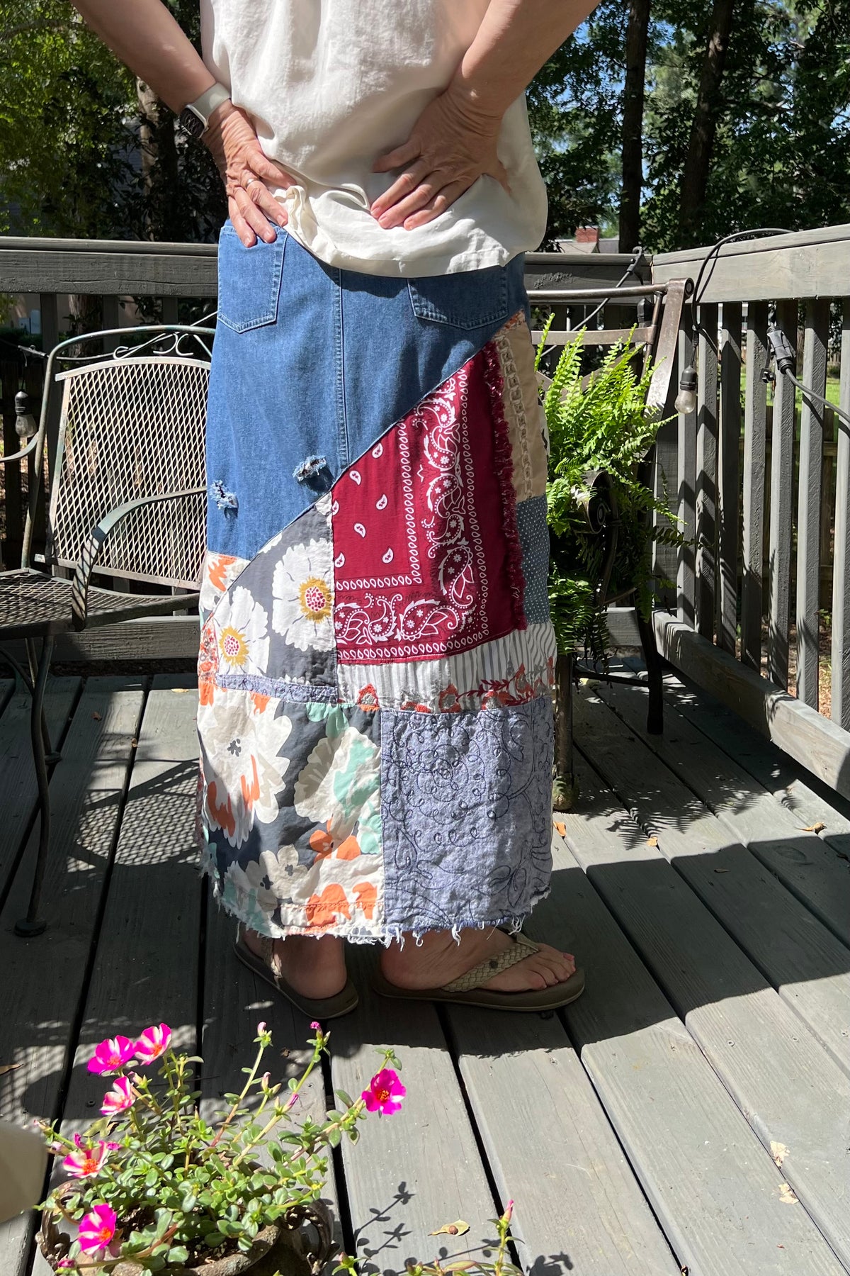 Deconstructed Jean skirt, patchwork Jean skirt, upcycled clothing