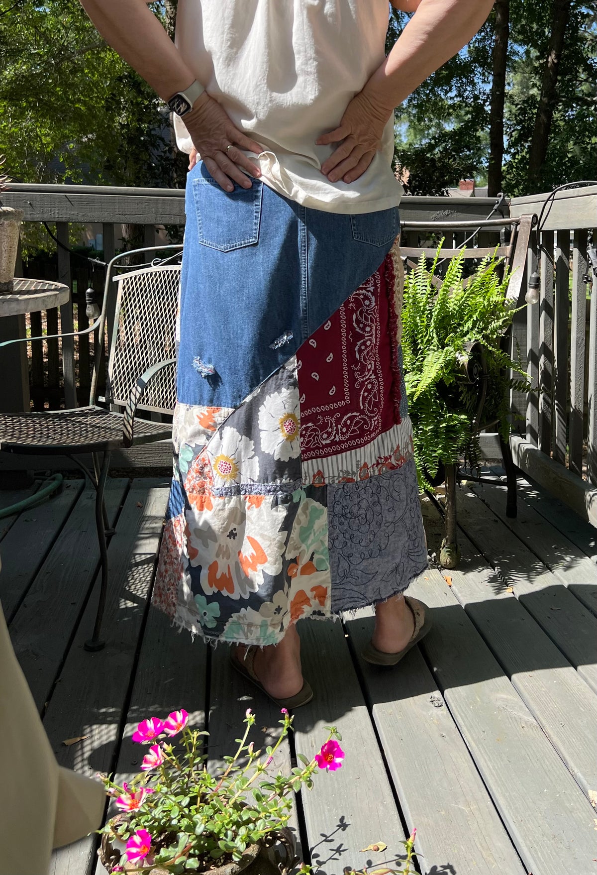 Deconstructed Jean skirt, patchwork Jean skirt, upcycled clothing