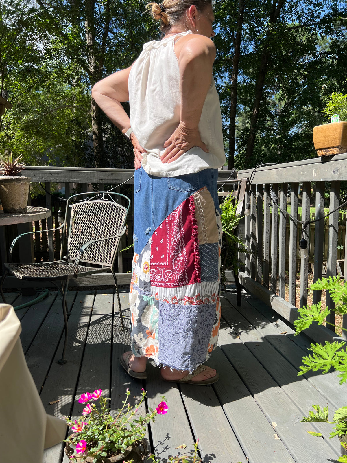 Deconstructed Jean skirt, patchwork Jean skirt, upcycled clothing
