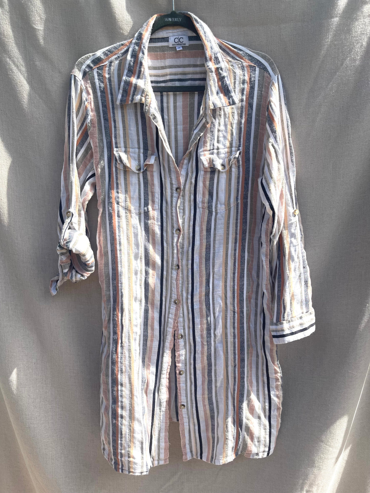 Lab coat style jacket, striped jacket