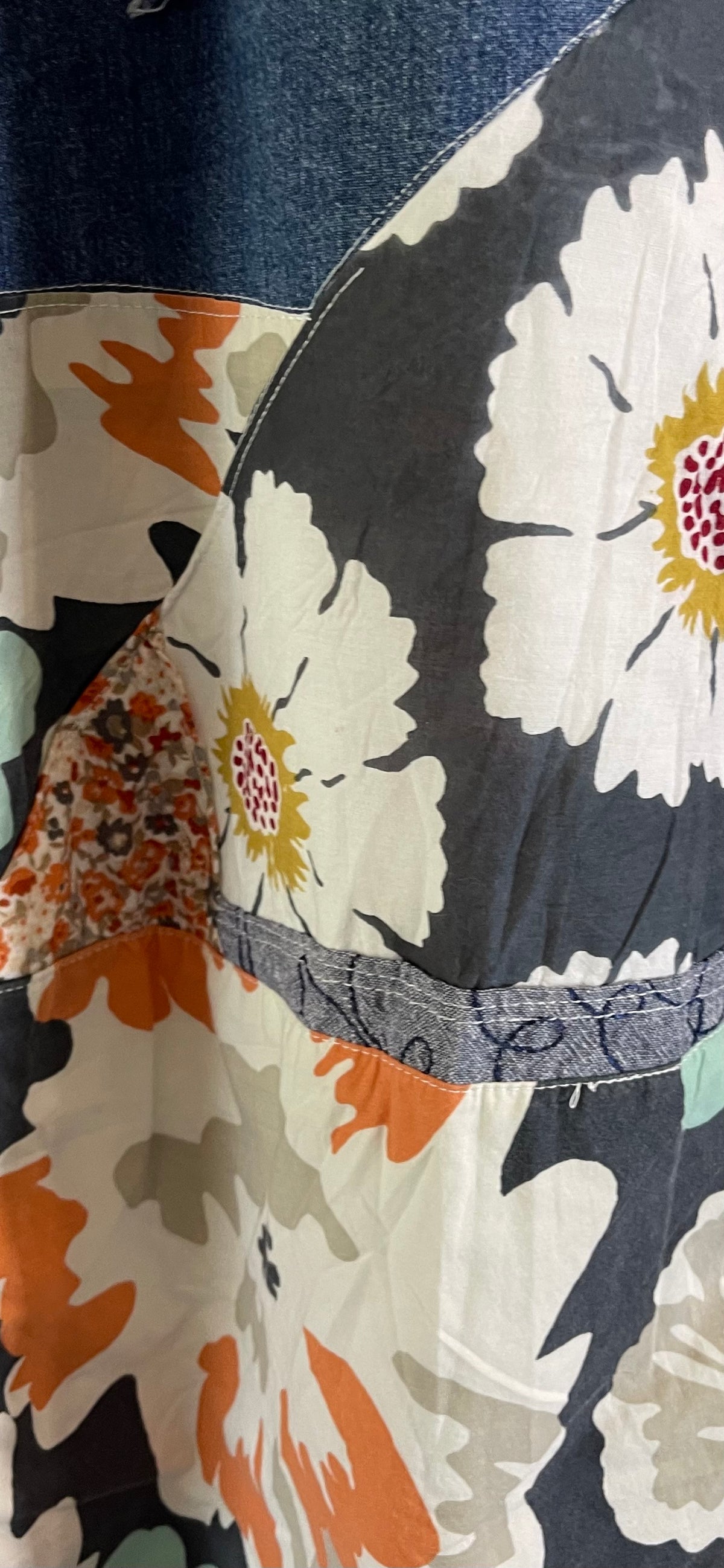 Deconstructed Jean skirt, patchwork Jean skirt, upcycled clothing