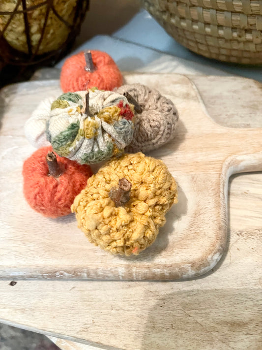 fall mini pumpkins, home decor pumpkins, upcycled pumpkins, cloth mini pumpkins
