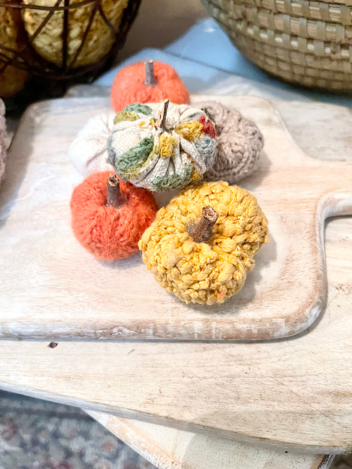 fall mini pumpkins, home decor pumpkins, upcycled pumpkins, cloth mini pumpkins