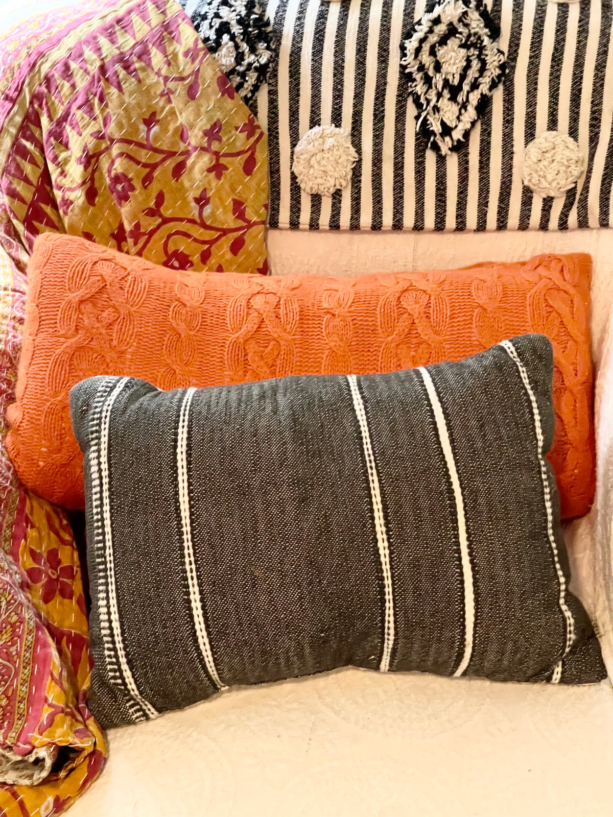 Black stripe pillow