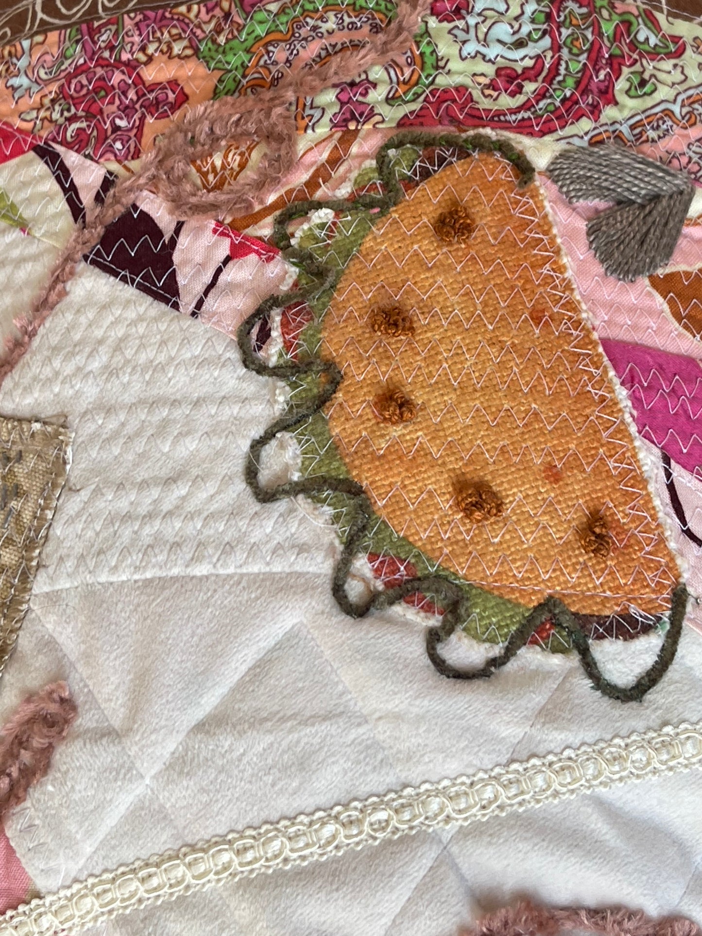 Valentine pillow, love and tacos pillow, handmade upcycled pink quilted pillow