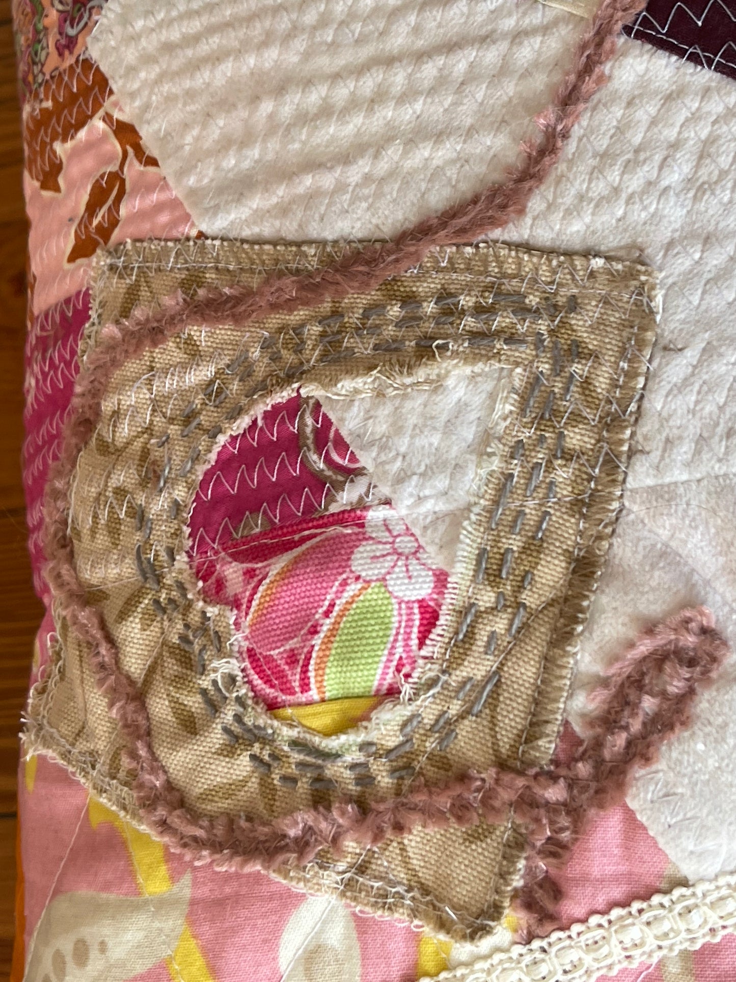 Valentine pillow, love and tacos pillow, handmade upcycled pink quilted pillow