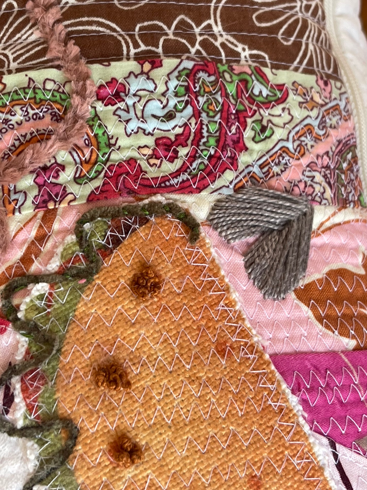 Valentine pillow, love and tacos pillow, handmade upcycled pink quilted pillow
