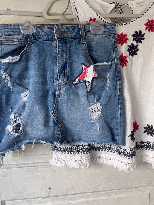 Upcycled denim skirt