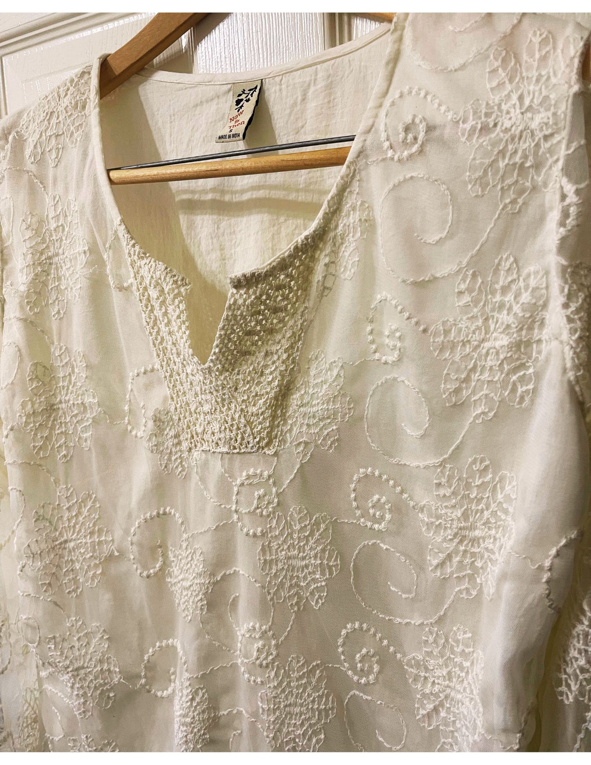 boho embroidered gauzy long sleeve shirt