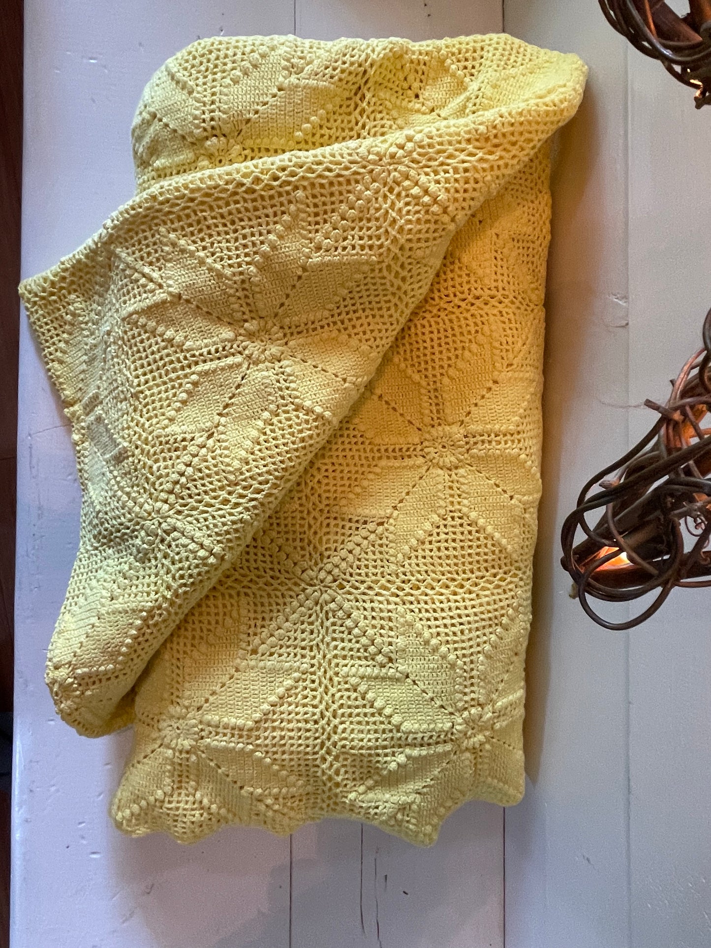 Vintage cotton star patterned knit blanket