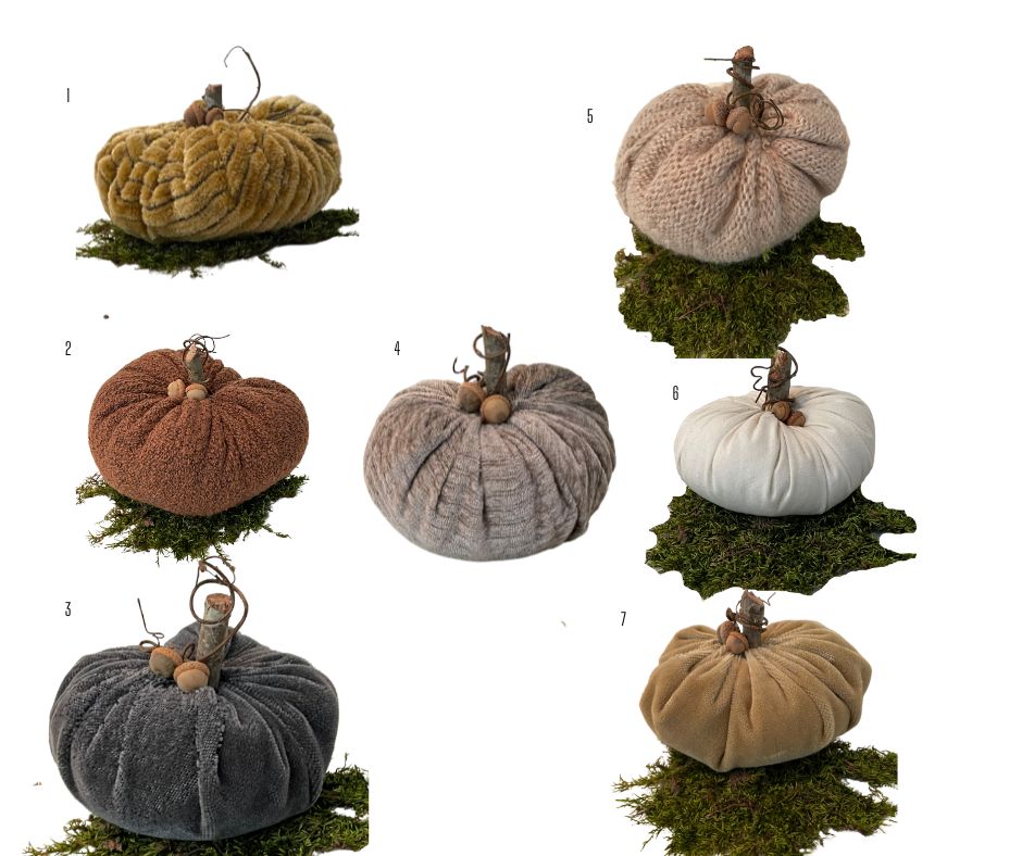 velvet pumpkins, fabric pumpkins