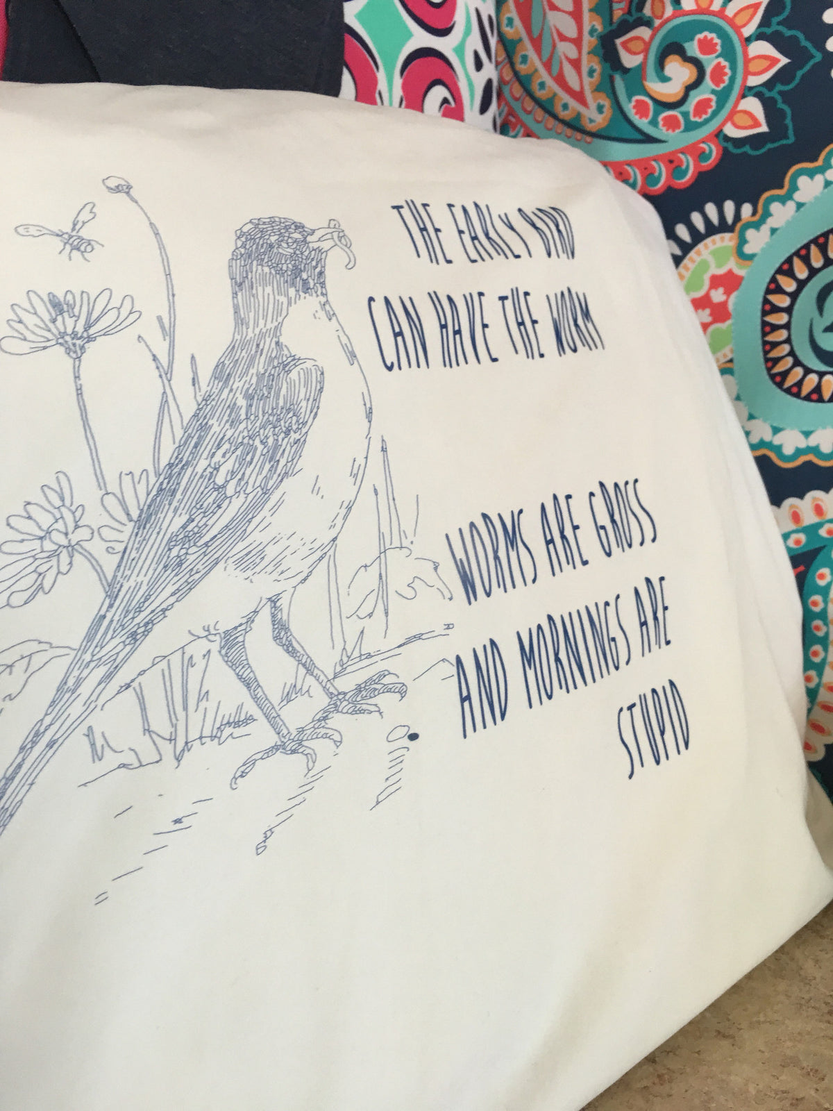 Early bird pillowcase, worms are stupid pillowcase