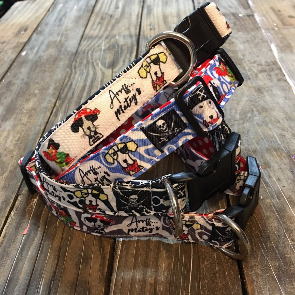Dog collar pirate motif, printed dog collar pirate dogs