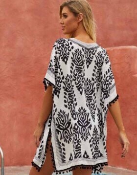 Swimwear coverup, boho style bathing suit coverup