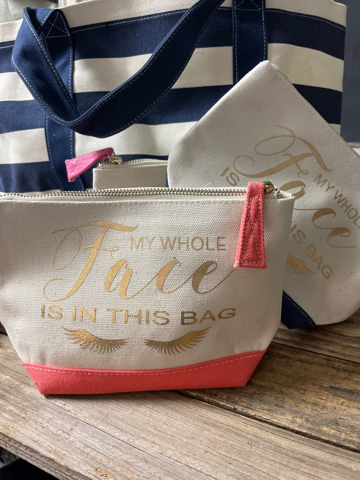 makeup bag, my whole face is in this bag, personalized makeup bag