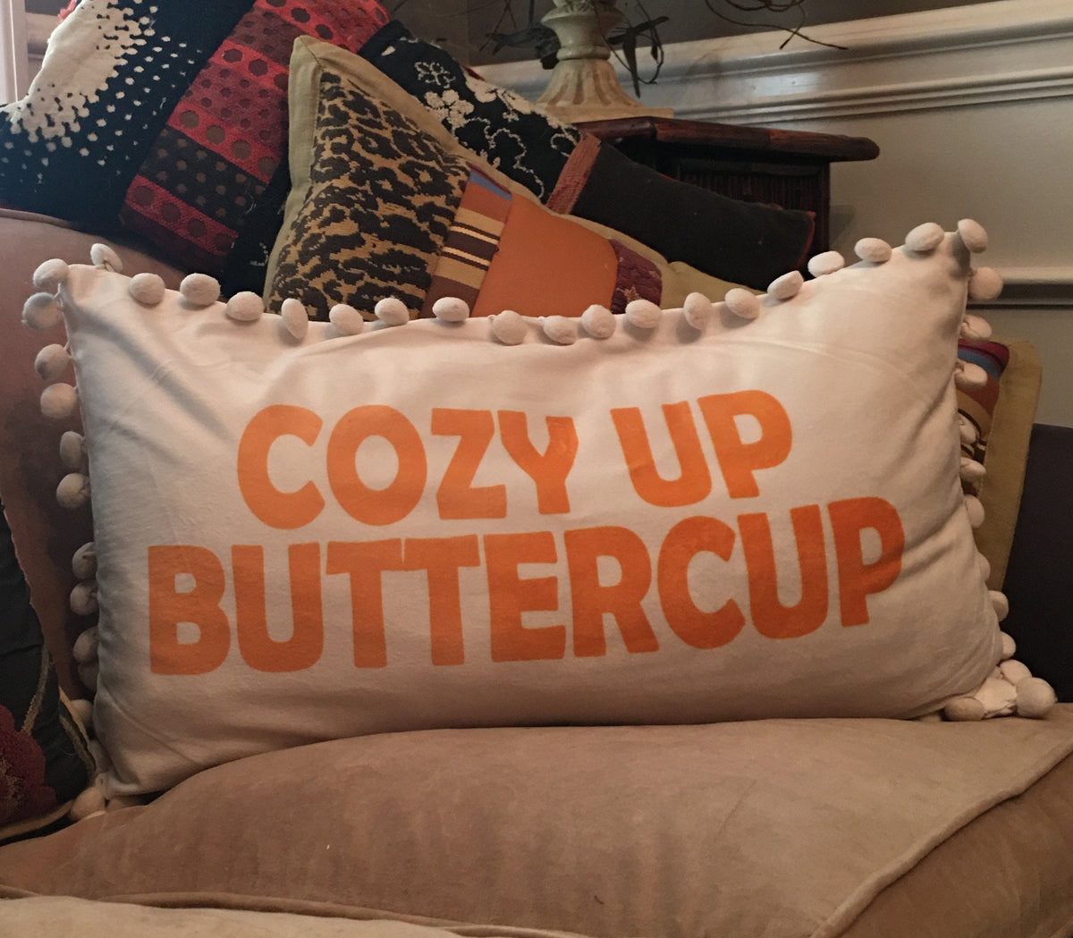 Fall decor pillow, cozy up buttercup pillow, fall pillow