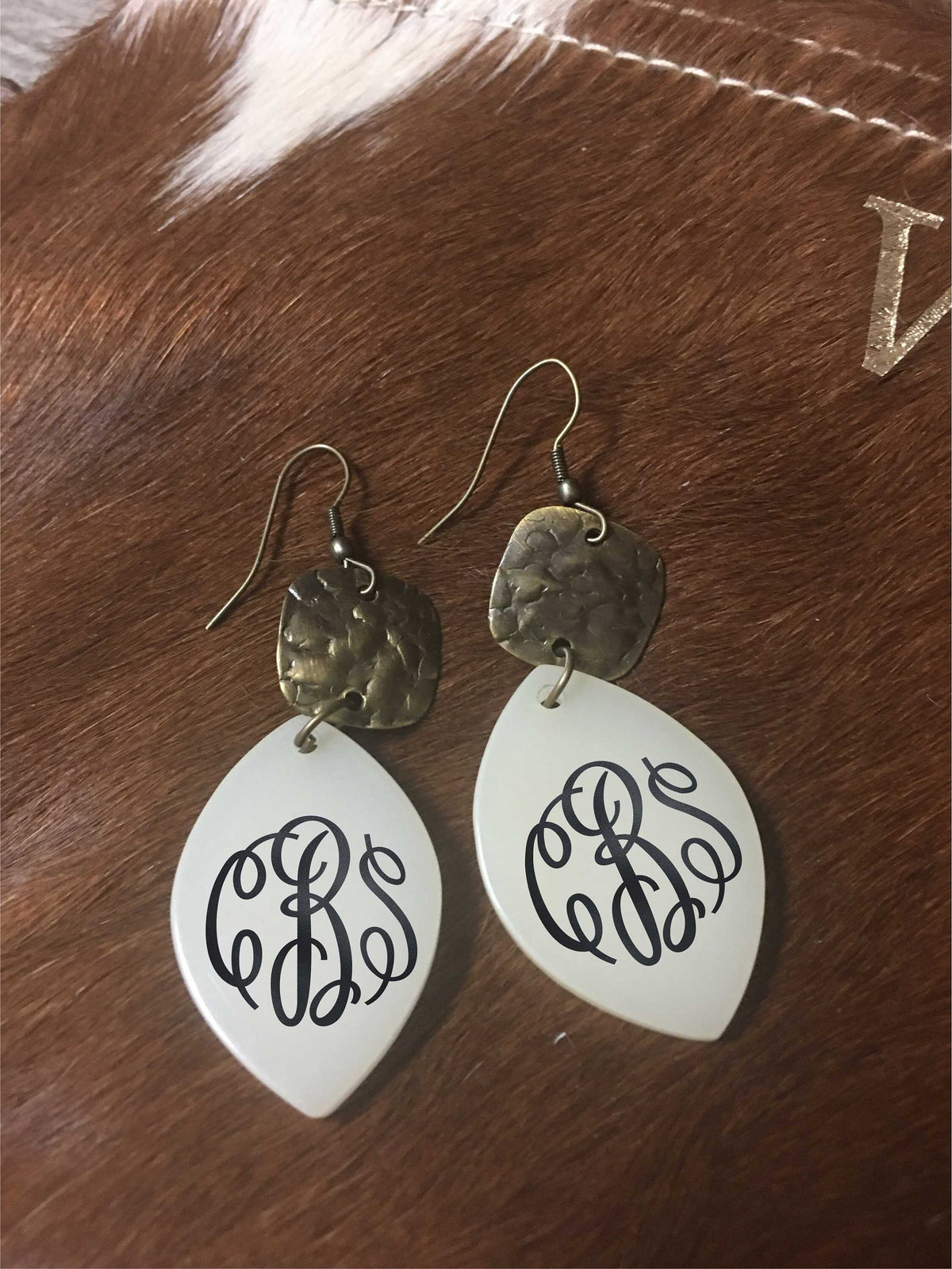 Monogrammed earrings, fairy drop monogrammed earrings