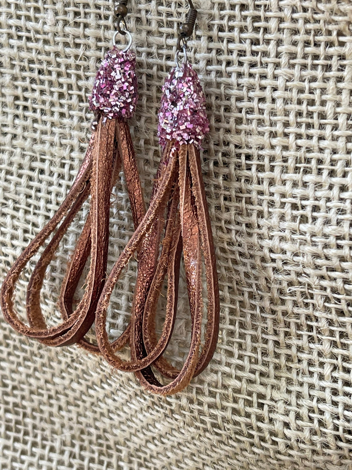 Metallic leather earrings,