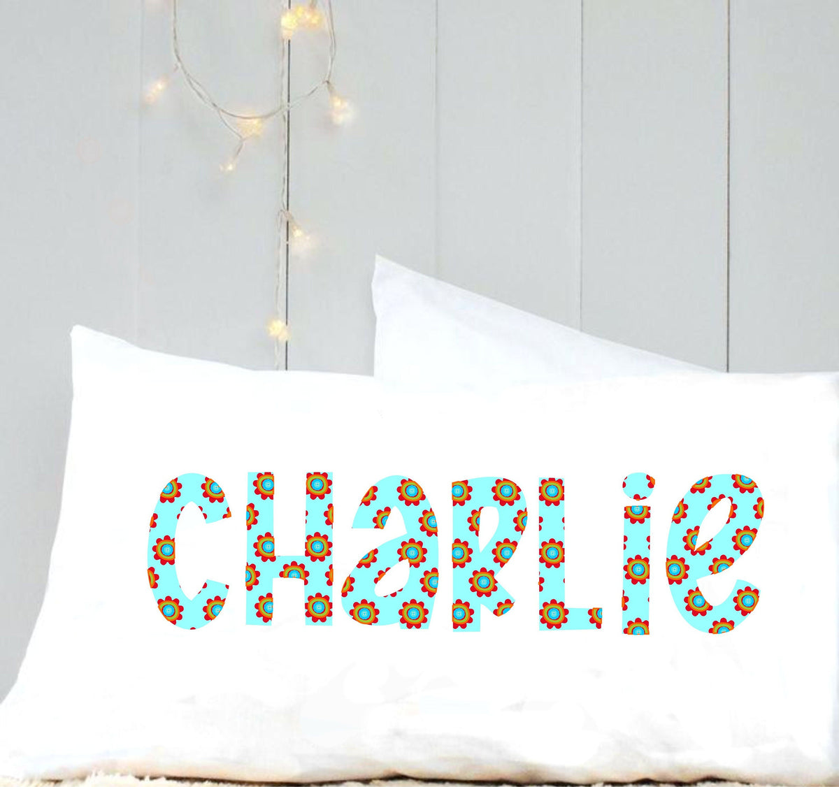 Personalized pillow case, Floral name pillow case