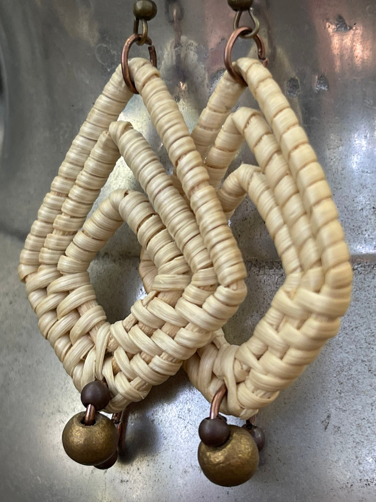 Rattan woven earrings