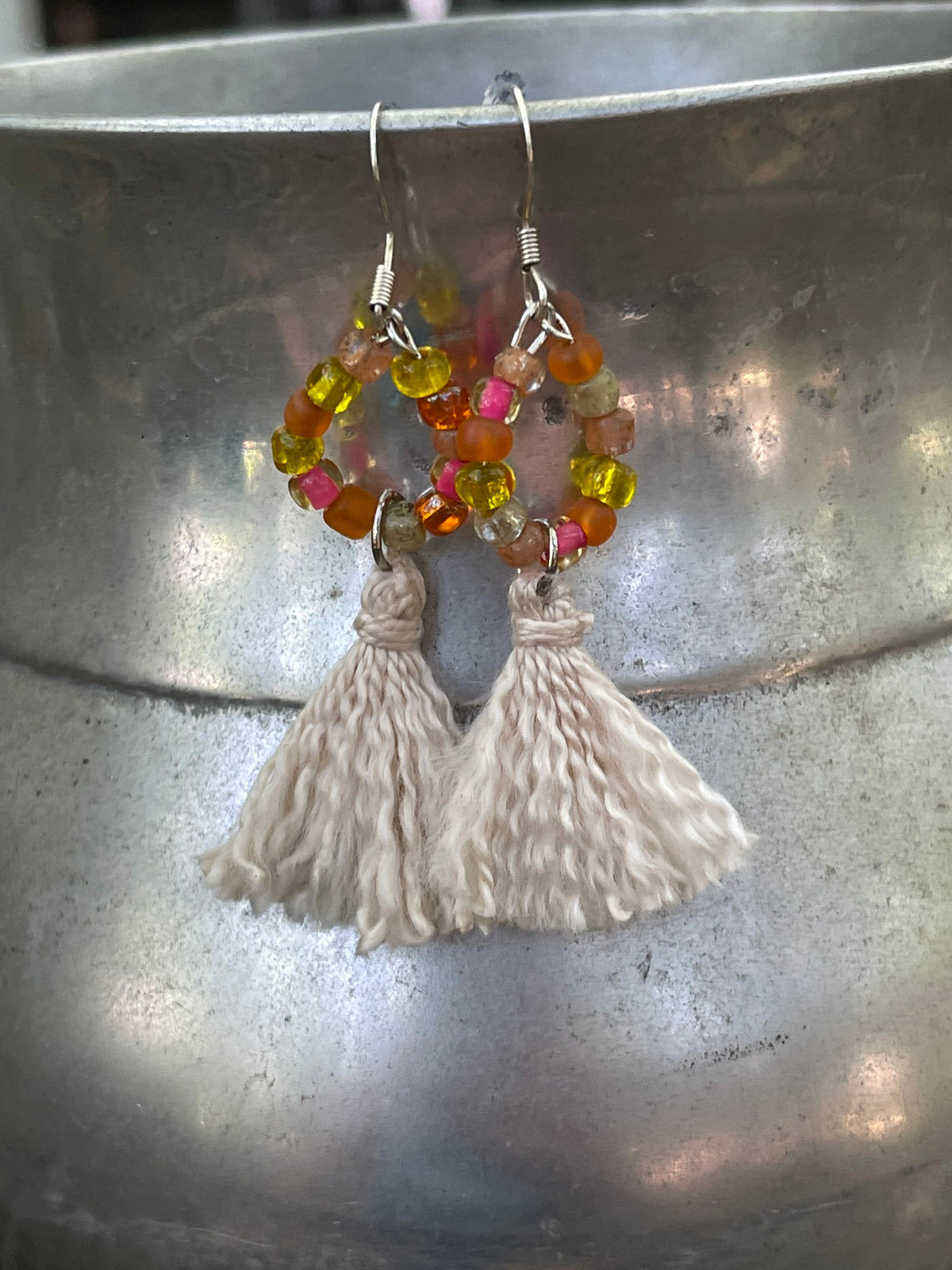Beaded tassel earrings
