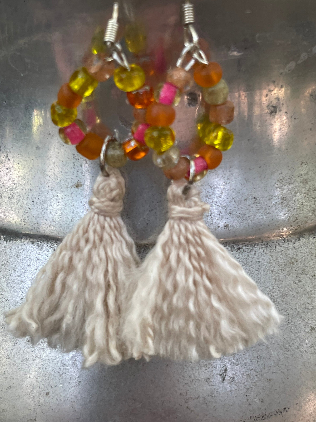 Beaded tassel earrings