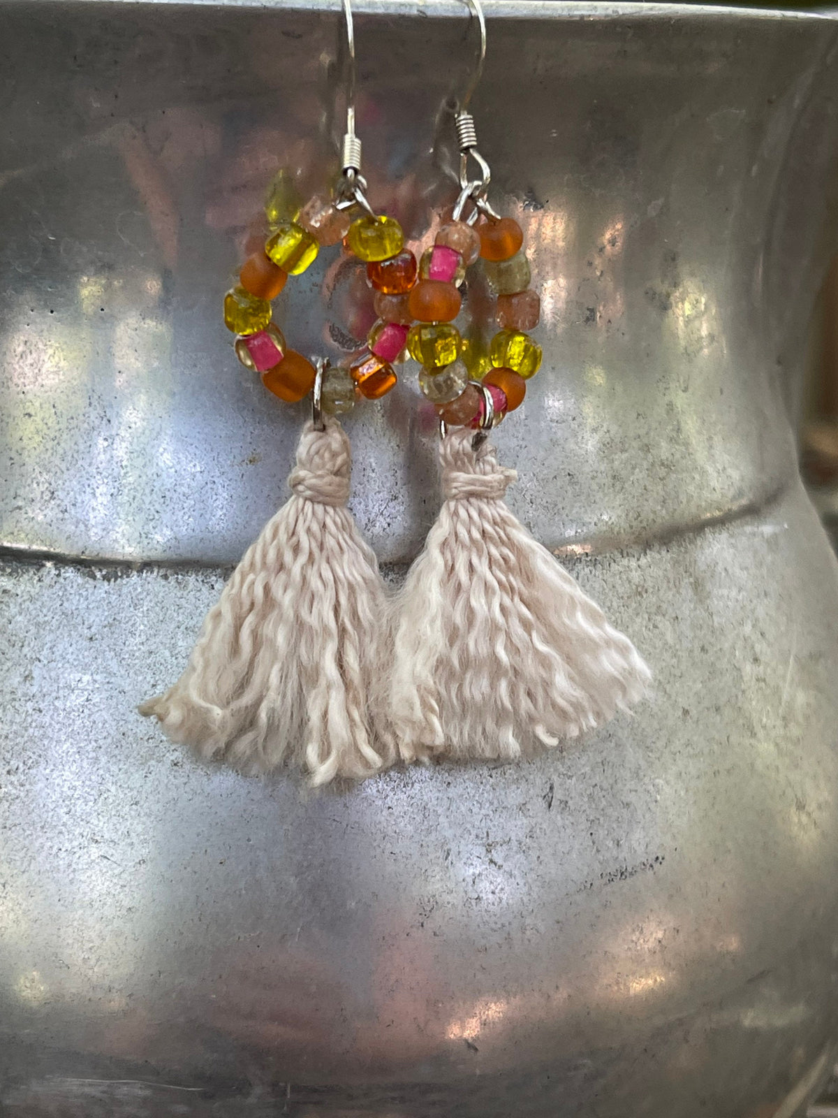 Beaded tassel earrings