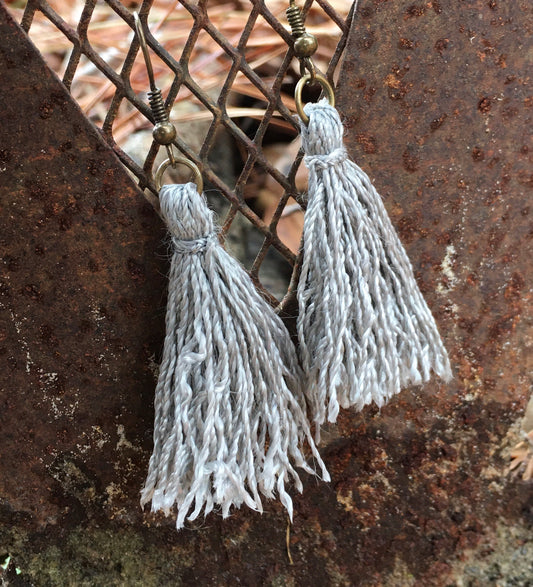 Gray tassel earrings