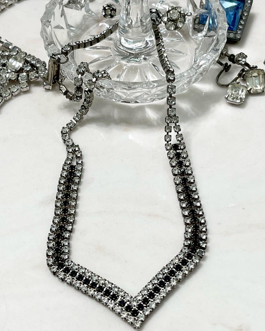 Rhinestone necklace, vintage rhinestone necklace