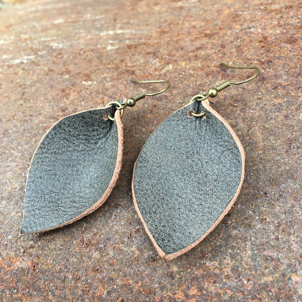 Leather teardrop earrings