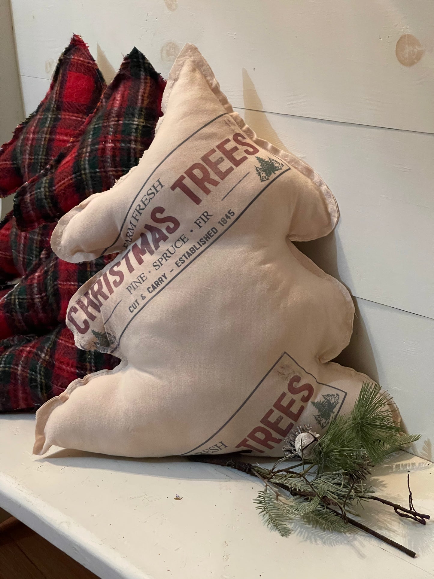 Christmas pillow, vintage graphics pillow, Christmas tree pillow, tree pillow, vintage graphics pillow